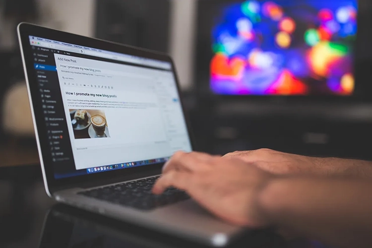 WordPress Interface on Laptop